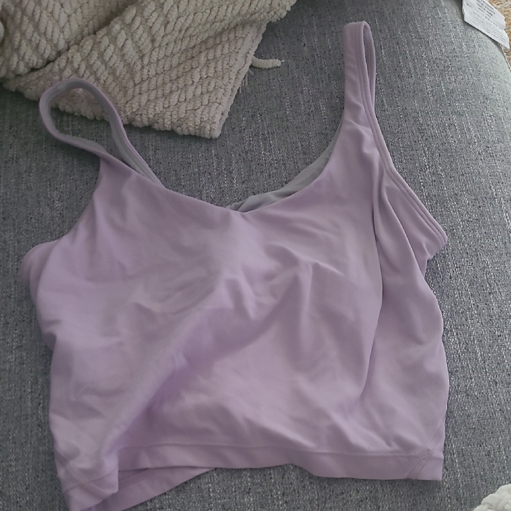Lavender Cropped Tank Top With Built In Bra
